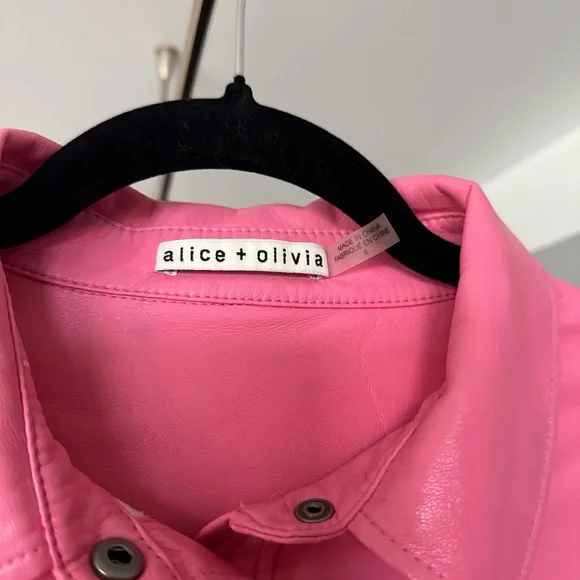 Alice + Olivia Miranda Primrose Pink Vegan Leather Tiered Dress Alice + Olivia Miranda Primrose Pink Vegan Leather Tiered Dress